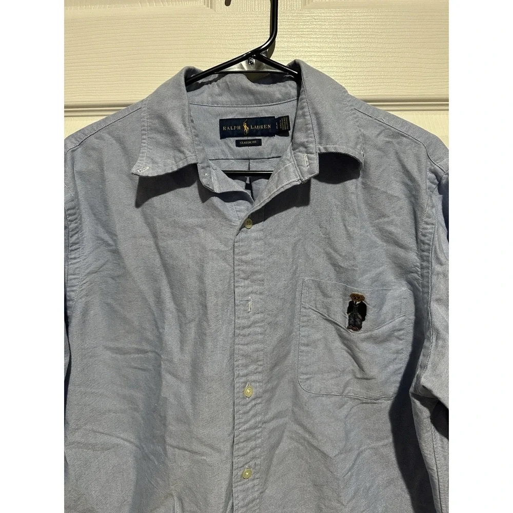 a Polo Ralph Lauren Classic Fit Polo Bear light blue oxford button-up shirt L